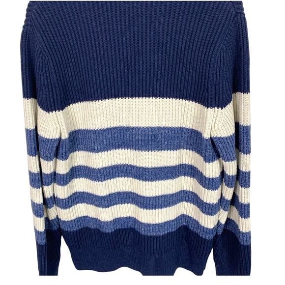 GAP Mens MCotton Blend Shawl Collar Ribbed Blue Strip Cardigan Pockets - Picture 7 of 11